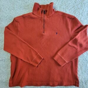 Polo Ralph Lauren Men's Orange Quarter Zip Pullover Sweatshirt Size XL